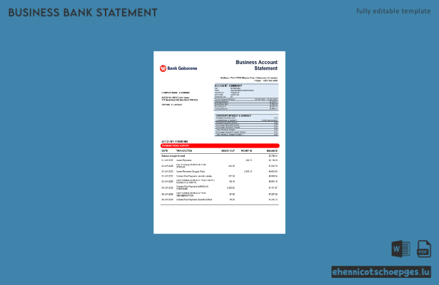 Beispiel für einen Geschäftsbericht der Bank Gaborone im Word- und PDF-Format